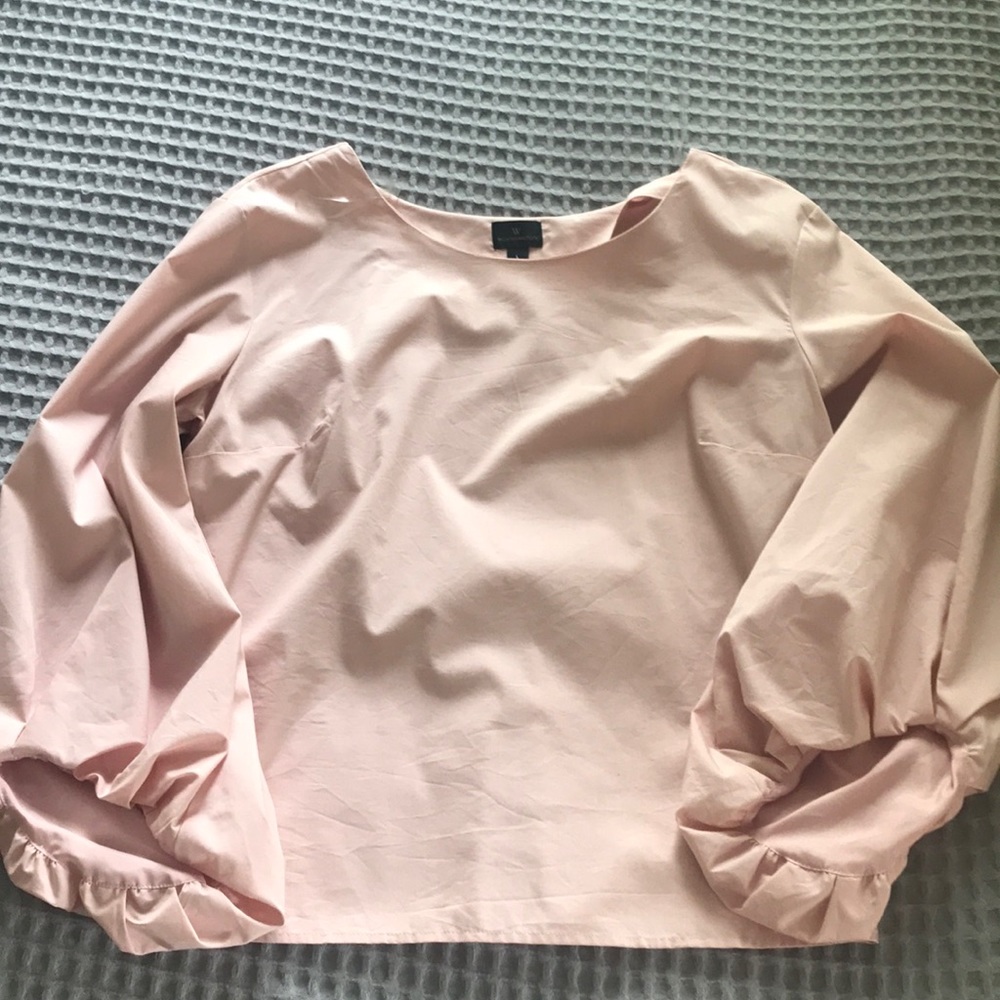 Cute Blush Pink Poofy-Sleeved Top
